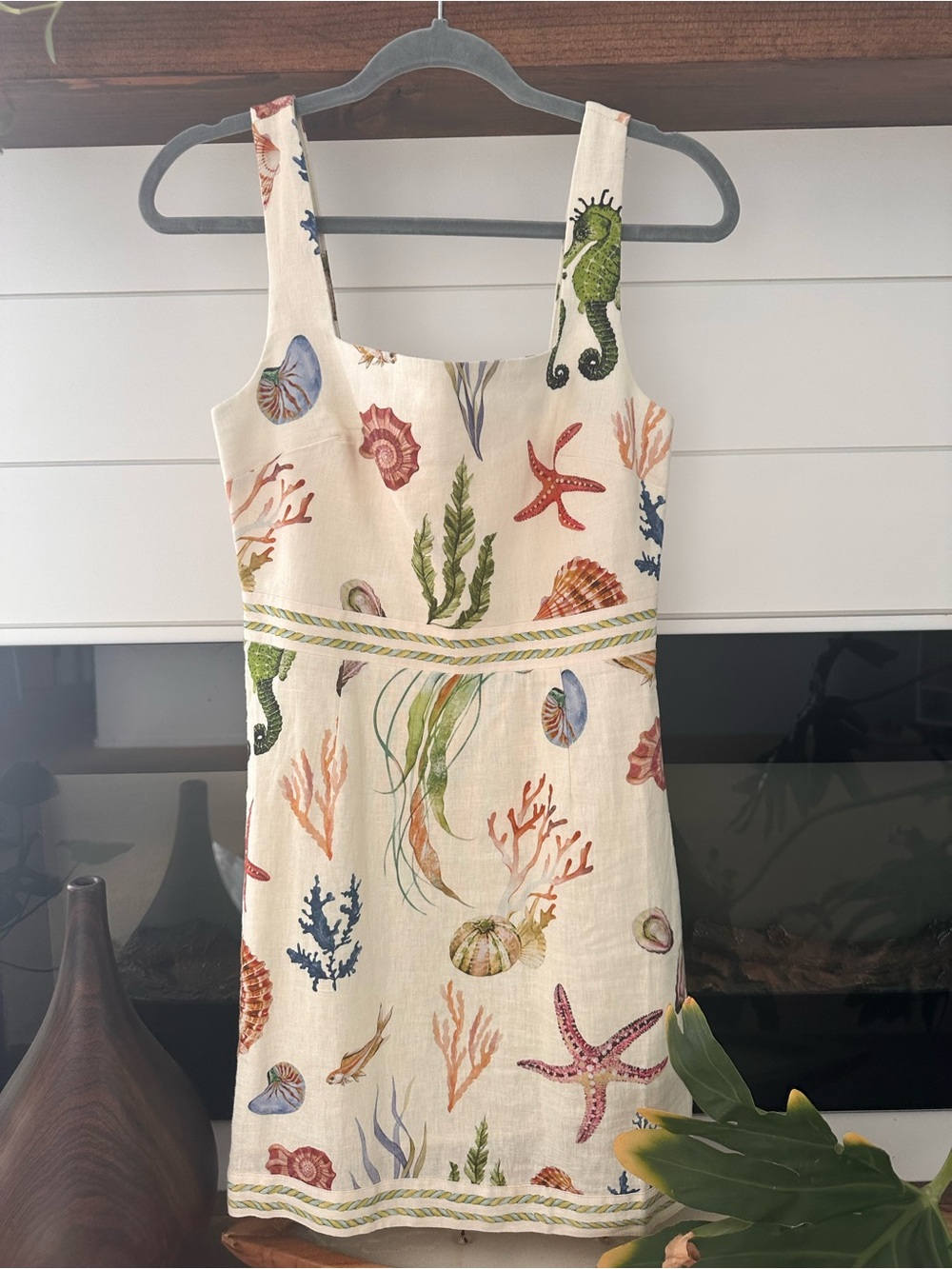 Caroline Constas Cream Sea Life Print Mini Dress - Picture 2 of 6